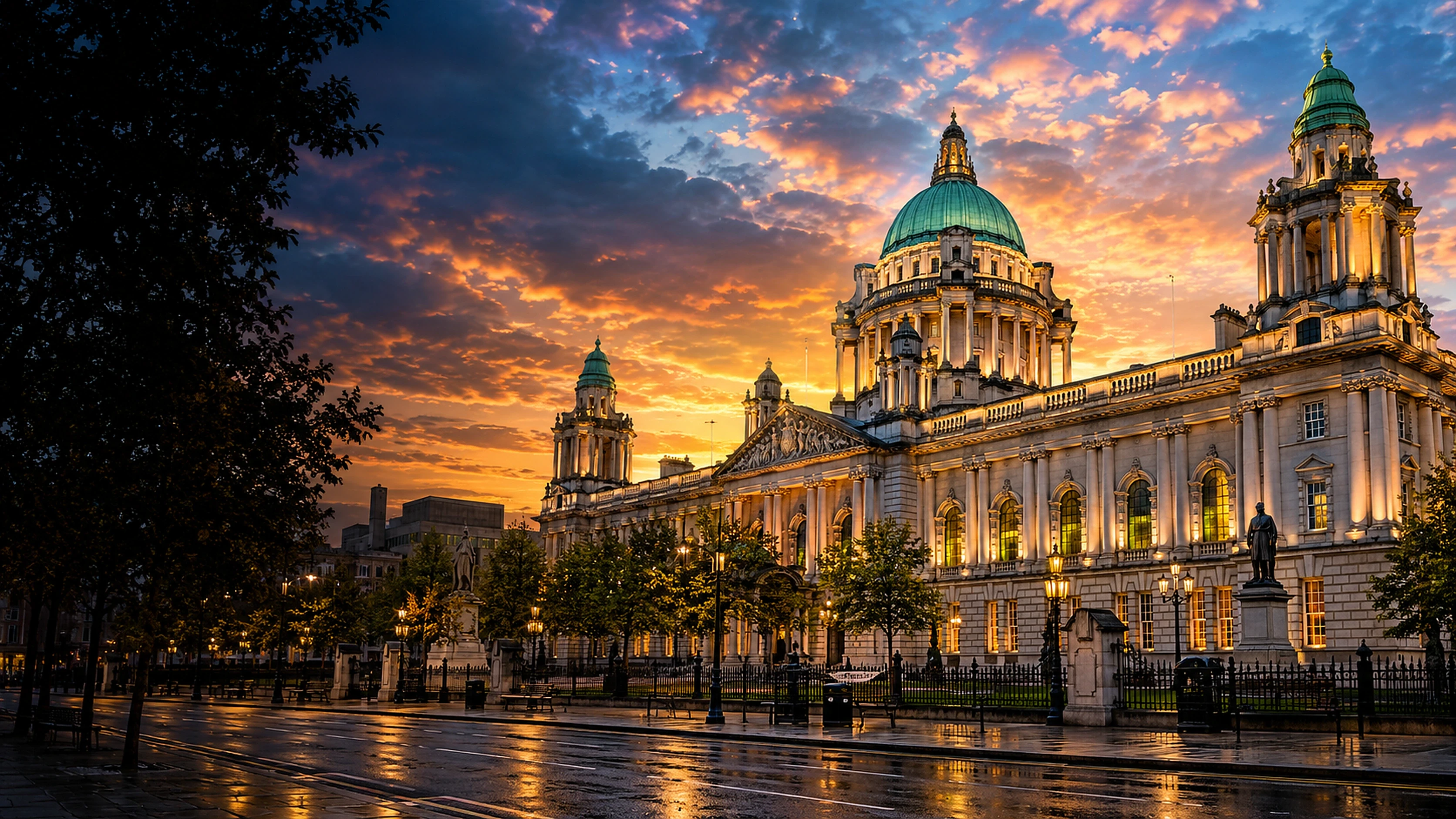 Artist-created depiction of Belfast City Hall